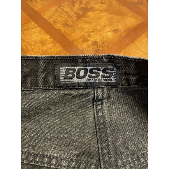 VTG HUGO BOSS by IG Design 90s Baggy Hip Hop Skater Denim Jeans Mens 33x28 Black - Picture 3 of 11